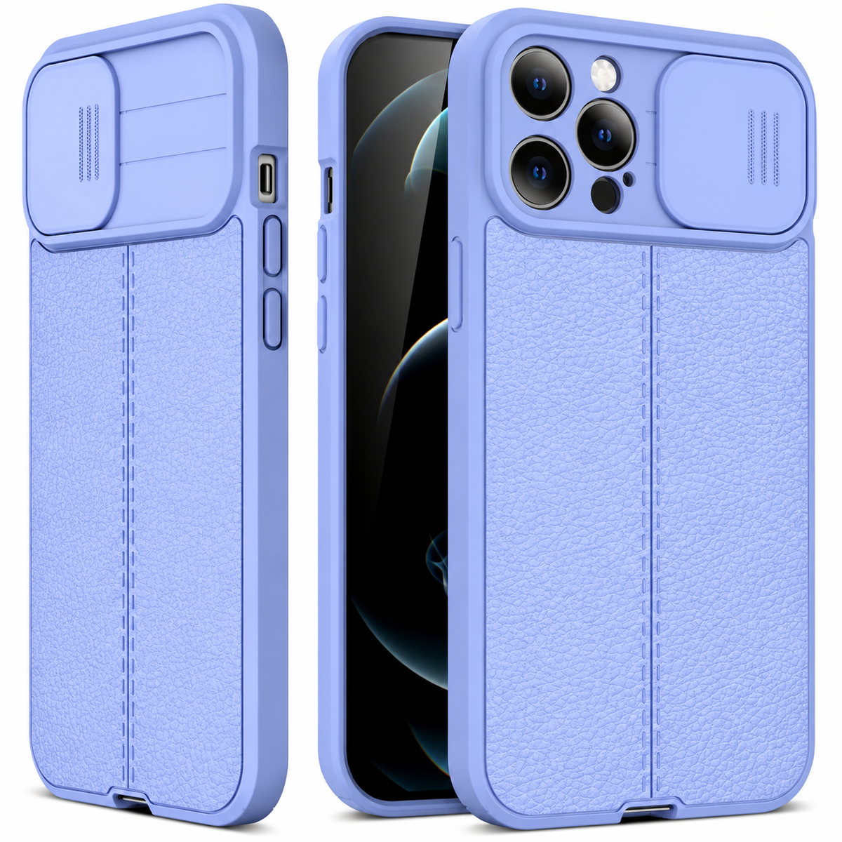 Premium iPhone Case MagSafe Compatible Leather Texture Sliding Camera Cover Magnetic Cover Shockproof Protective Lens Guard Slim Design