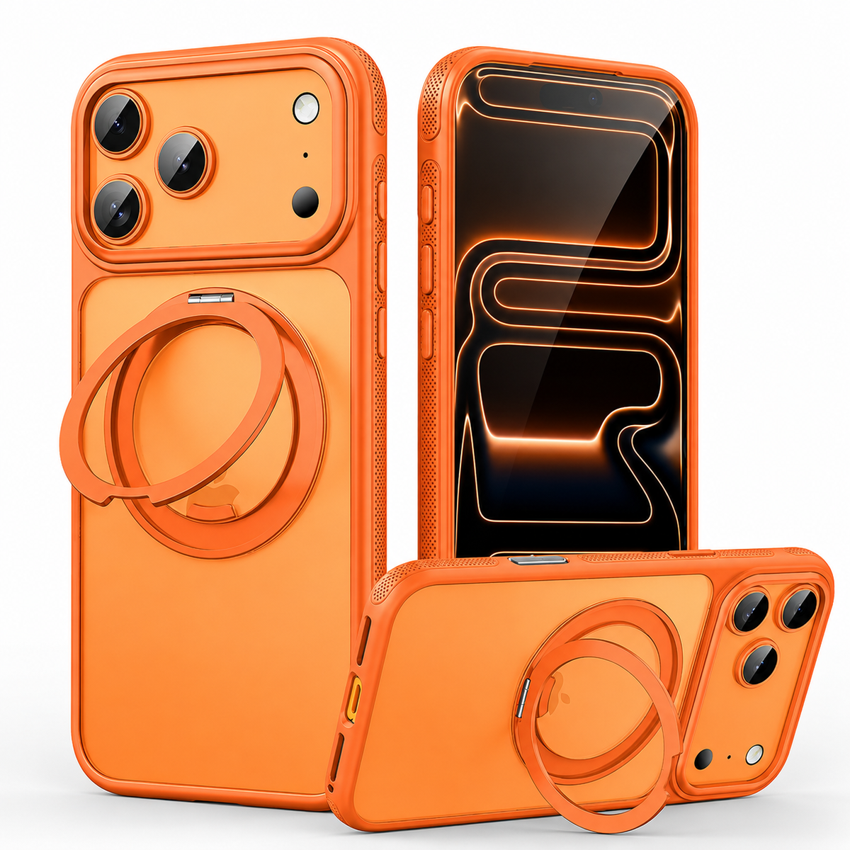 Premium iPhone Case MagSafe Compatible Magnetic 360 Rotating Stand Mechanical Design Shockproof PC TPU Metal Camera Protection Full Coverage