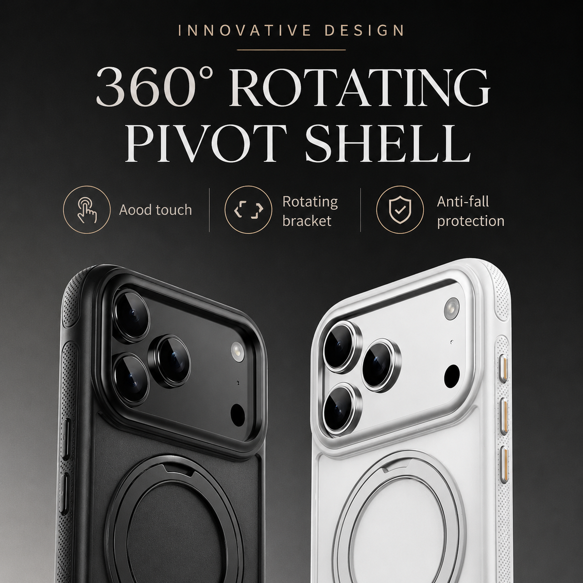 Premium iPhone Case MagSafe Compatible Magnetic 360 Rotating Stand Mechanical Design Shockproof PC TPU Metal Camera Protection Full Coverage