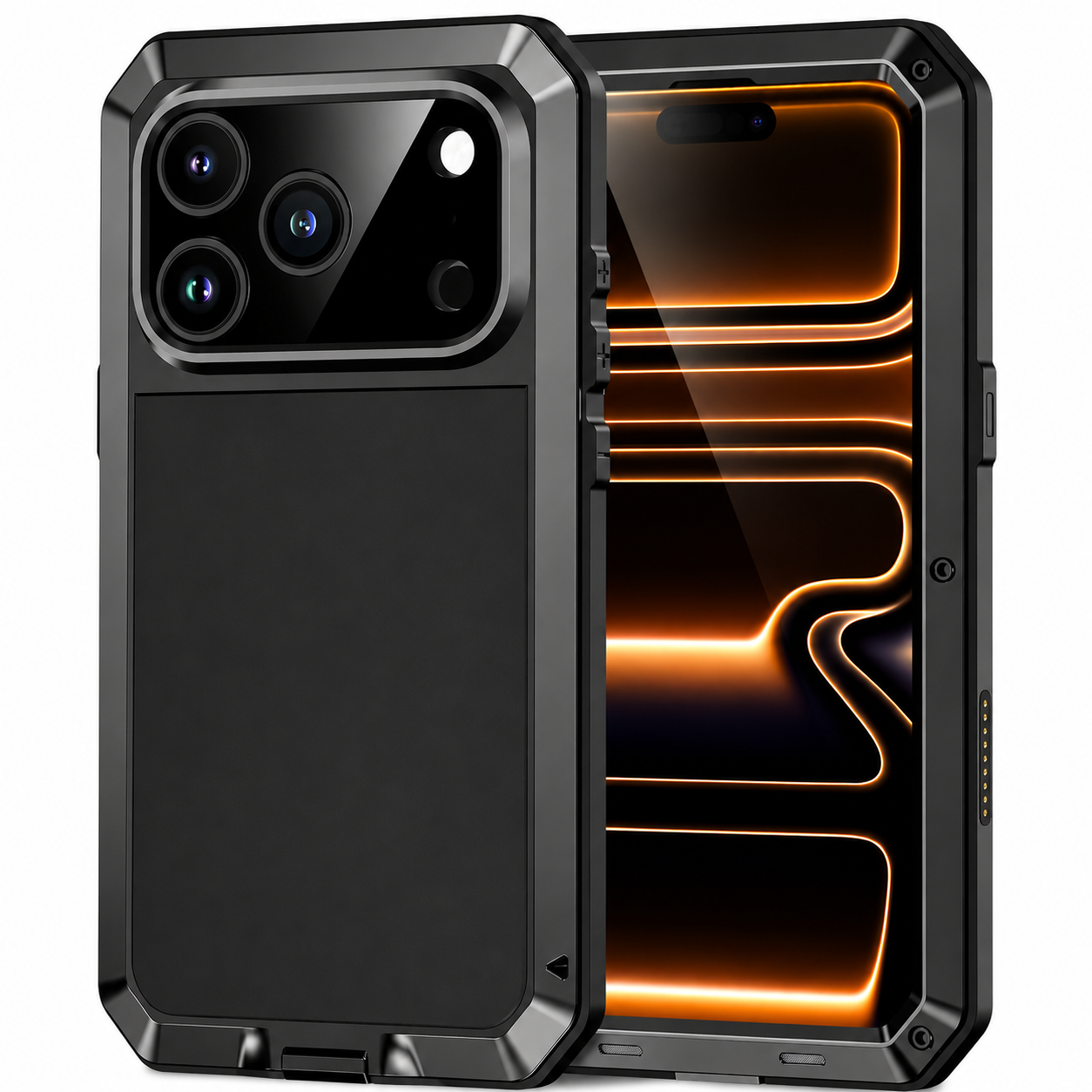 Premium iPhone Case MagSafe Compatible Magnetic Aluminum Armor Frame Cover Heavy Duty Shockproof Built In Glass Screen Protector Camera Lens Guard