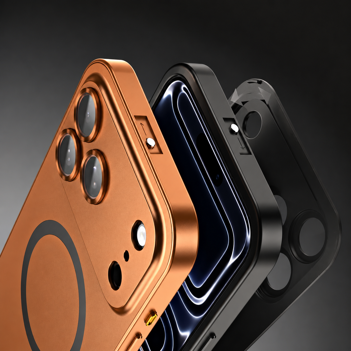 Premium iPhone Case MagSafe Compatible Magnetic Aluminum Frame PC Back Cover Shockproof Protective Camera Lens Protection Ultra Thin Full Coverage