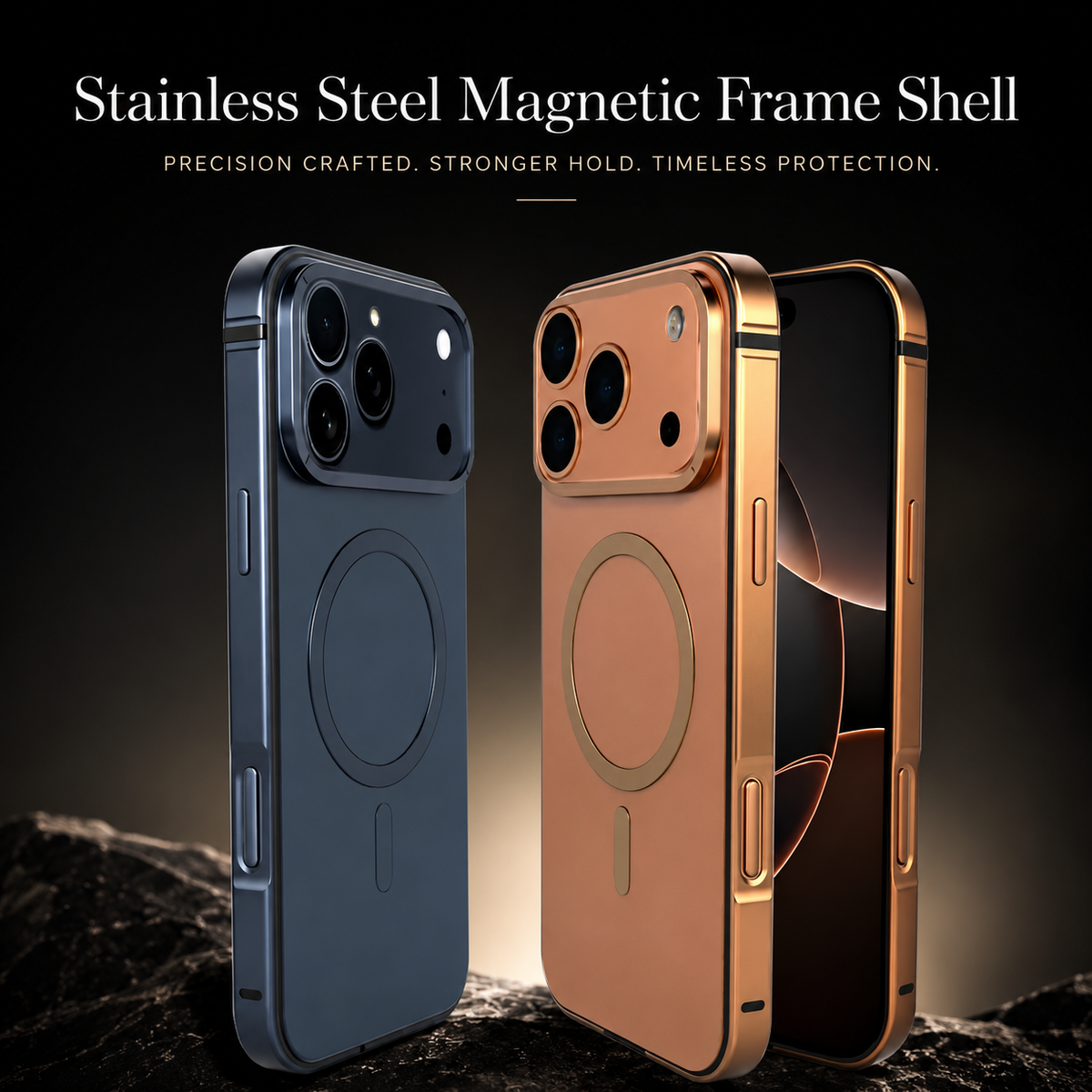 Premium iPhone Case MagSafe Compatible Magnetic Aluminum Frame Slim Metal Bumper Shockproof Anti Drop Camera Protection Full Coverage Cover