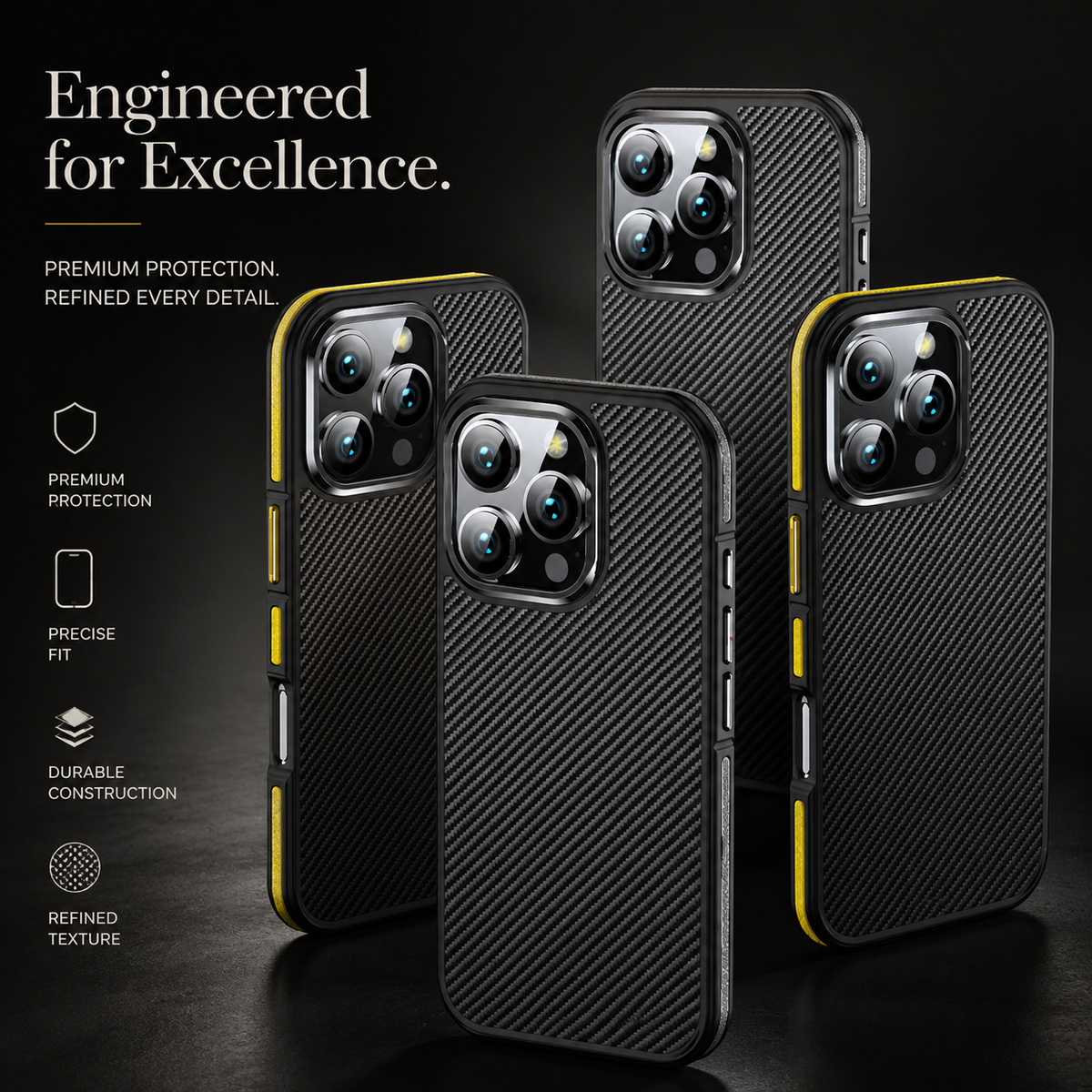 Premium iPhone Case MagSafe Compatible Magnetic Aramid Fiber Protective Cover 600D Carbon Texture Ultra Thin Lightweight Shockproof Camera Protection