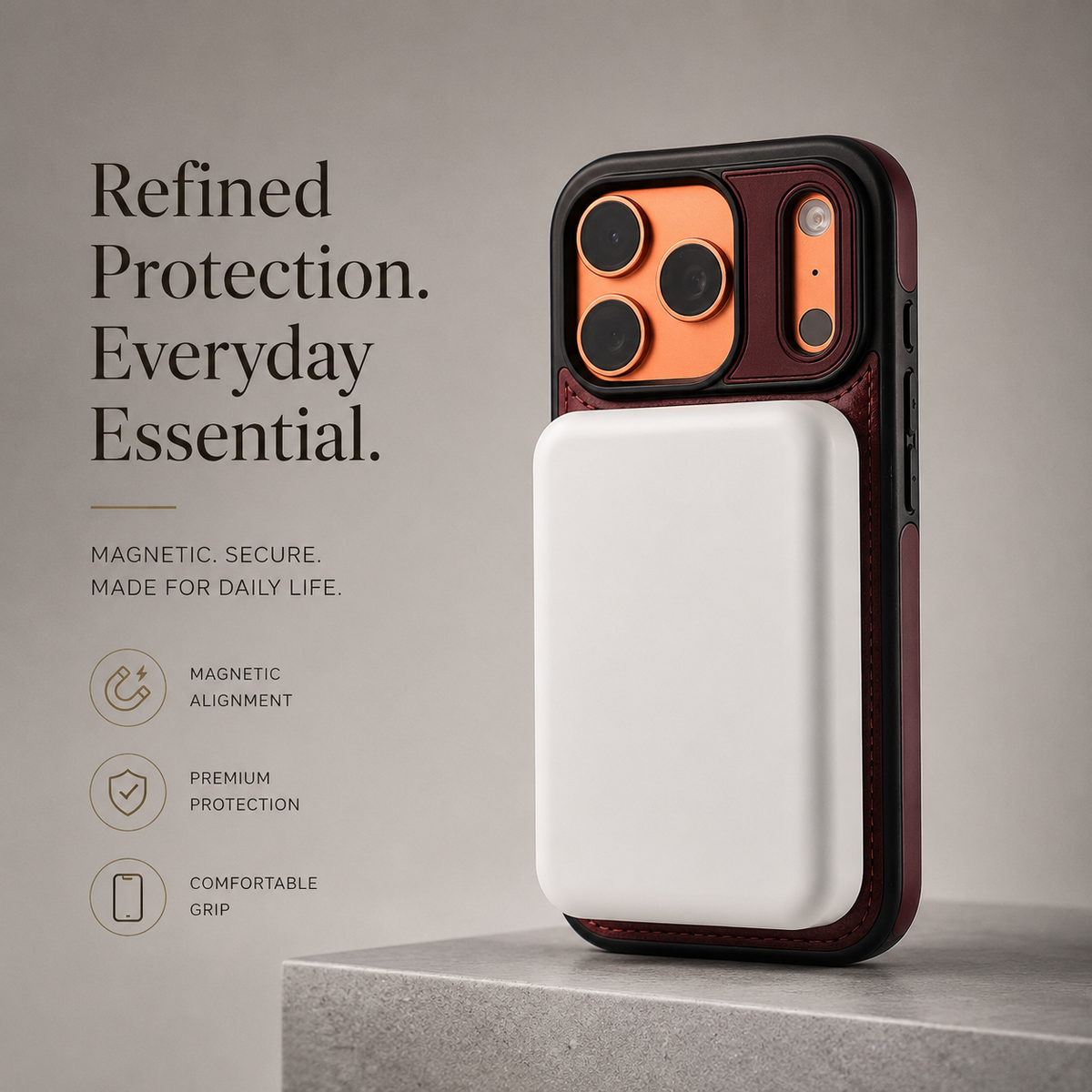 Premium iPhone Case MagSafe Compatible Magnetic Leather Cover Slim Shockproof Invisible Stand Retro Business Protective Camera Protection Full Coverage