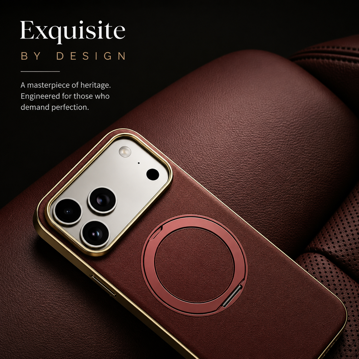 Premium iPhone Case MagSafe Compatible Magnetic Leather Ring Holder Cover Shockproof Camera Protection Slim Lightweight Anti Scratch Full Coverage