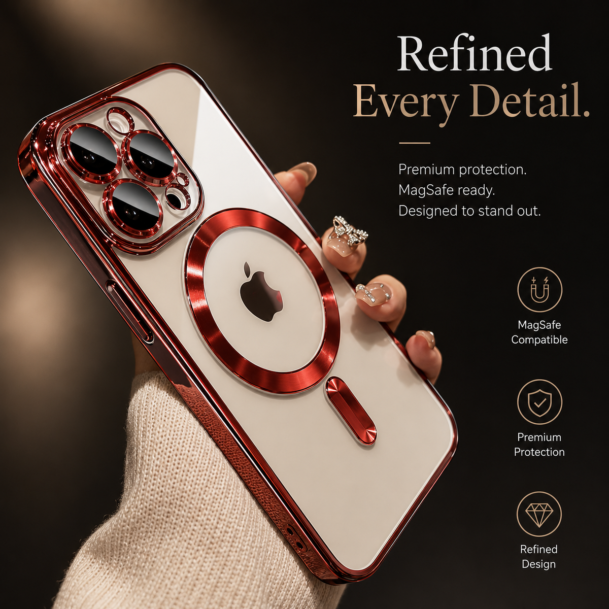 Premium iPhone Case MagSafe Compatible Magnetic Protective Cover Shockproof Camera Lens Protection Slim TPU Plating Frame Anti Scratch Full Coverage