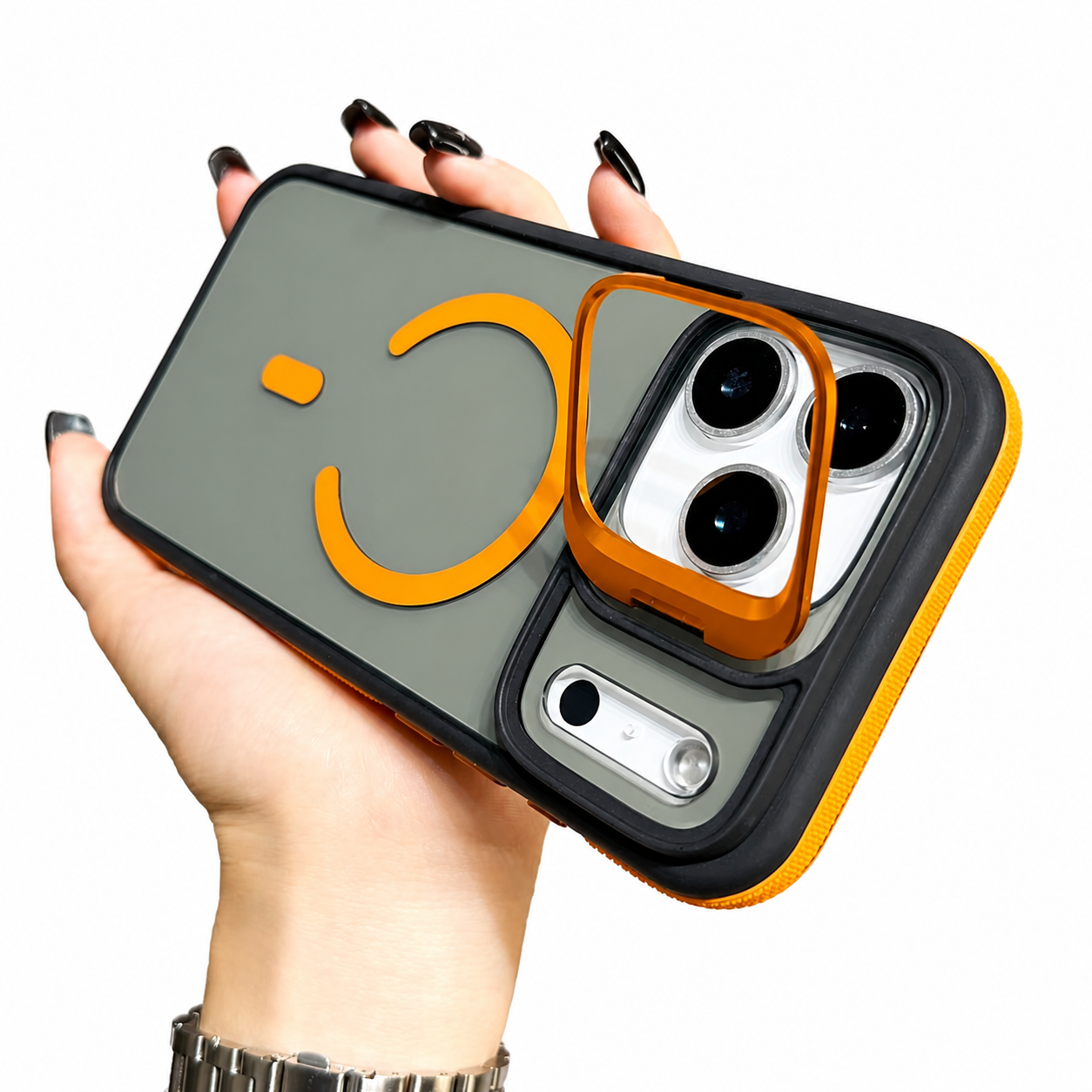 Premium iPhone Case MagSafe Compatible Magnetic Transparent Matte Cover Built In Kickstand Shockproof Protective Camera Lens Guard Slim Full Coverage