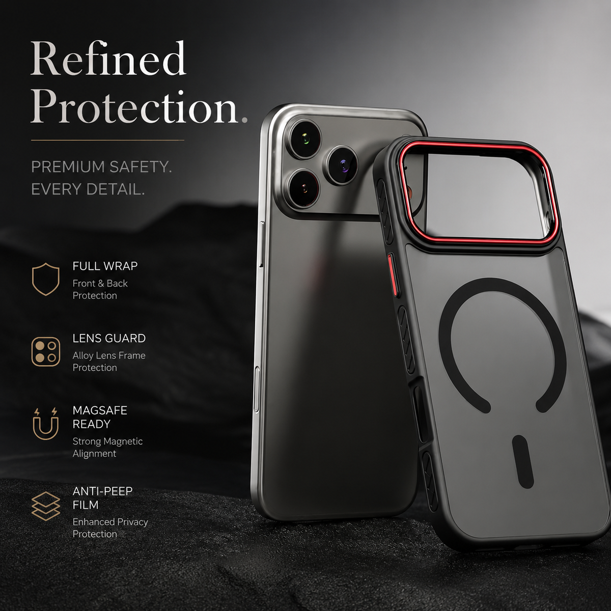 Premium iPhone Case MagSafe Compatible Magnetic Transparent Matte Cover Shockproof Protective Frame Camera Lens Protection Slim Full Coverage