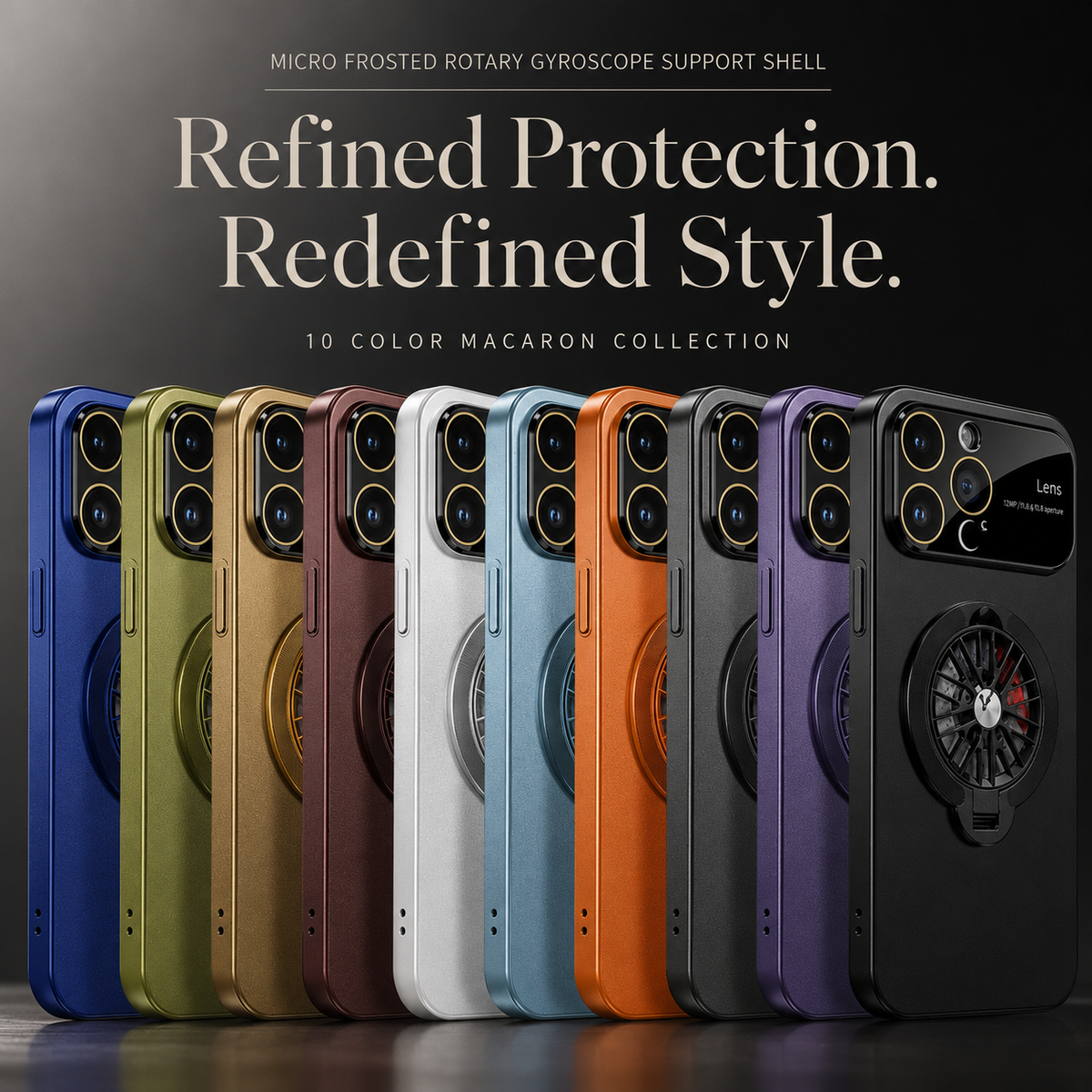 Premium iPhone Case MagSafe Compatible Rotating Ring Stand Magnetic Cover Foldable Kickstand Shockproof Protective Camera Lens Protection Slim Design