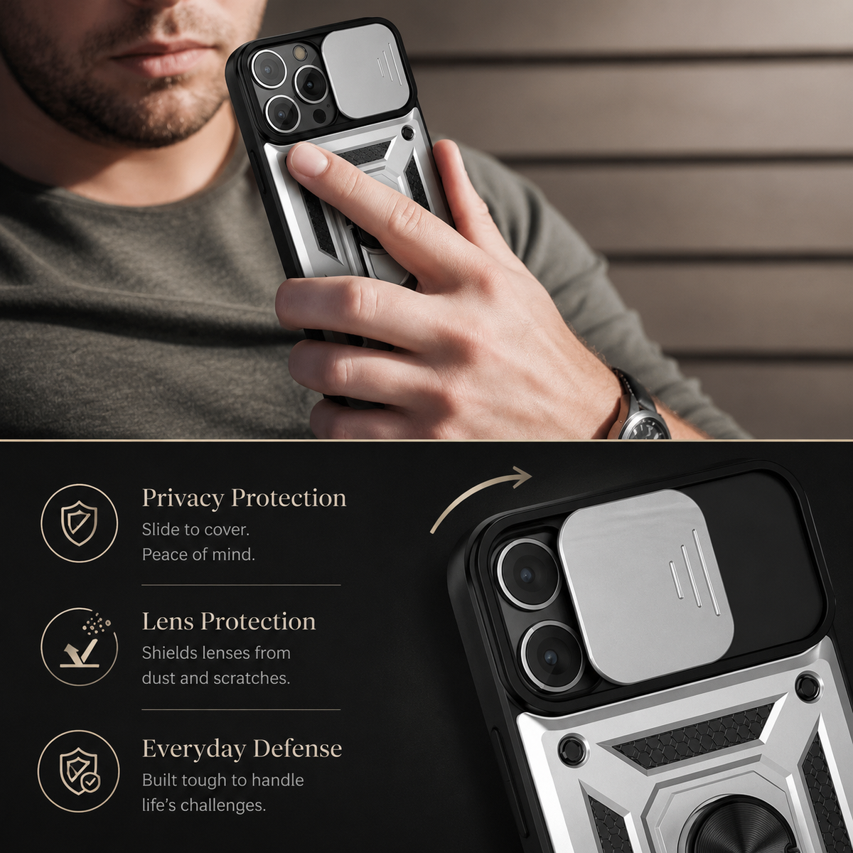 Premium iPhone Case MagSafe Compatible Rugged Armor Cover Kickstand Card Holder Magnetic Shockproof Heavy Duty Protective Camera Guard 360 Design