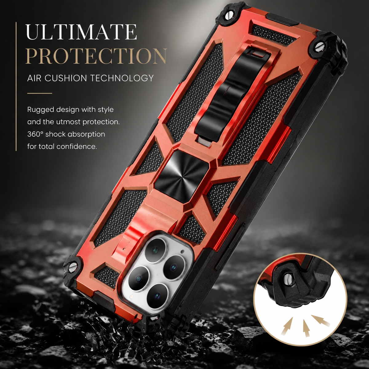 Premium iPhone Case MagSafe Compatible Rugged Camouflage Armor Cover Kickstand Magnetic Shockproof Heavy Duty Camera Lens Guard Full Coverage Design