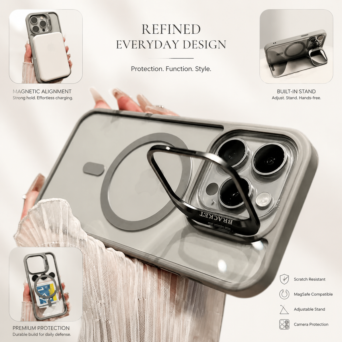 Premium iPhone Case MagSafe Compatible Shockproof Bumper Protective Cover Full Body Protection Camera Lens Guard Magnetic Slim Durable Design