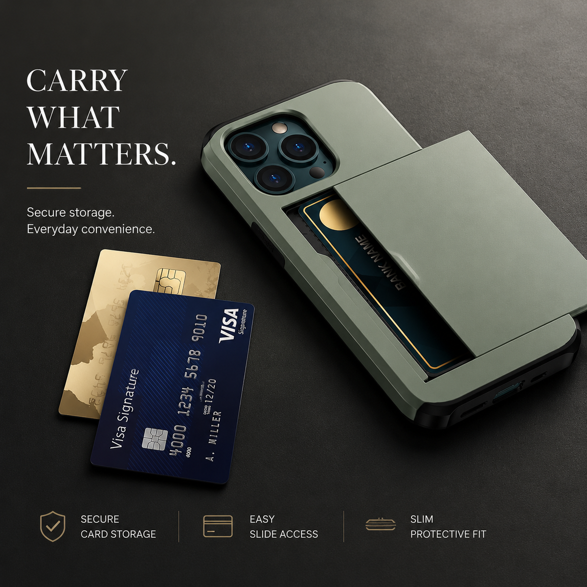 Premium iPhone Case MagSafe Compatible Slider Wallet Cover Dual Layer Card Holder Magnetic Cover Shockproof Camera Lens Protection Slim Design