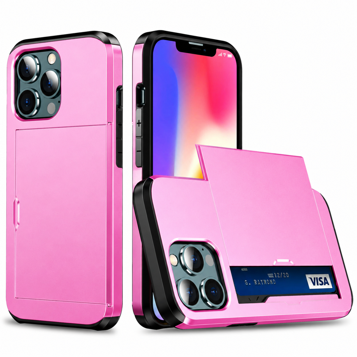 Premium iPhone Case MagSafe Compatible Slider Wallet Cover Dual Layer Card Holder Magnetic Cover Shockproof Camera Lens Protection Slim Design