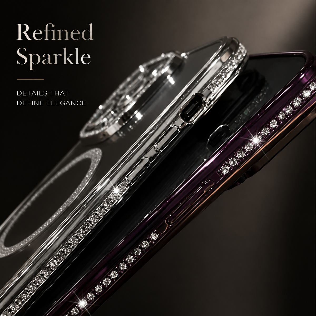 Premium iPhone Case MagSafe Compatible Transparent Glitter Diamond Design Shockproof Bumper Protective Cover Camera Lens Guard Ultra Thin Slim Design