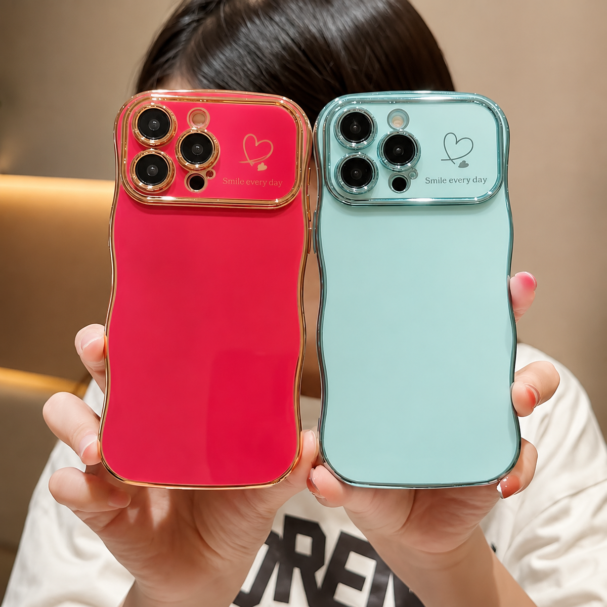 Premium iPhone Case MagSafe Compatible Transparent Plating Wave Heart Design Shockproof Protective Cover Camera Lens Protection Ultra Thin Full Coverage