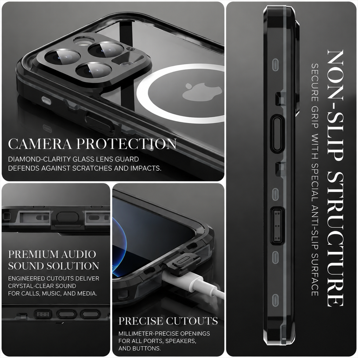 Premium iPhone Case MagSafe Compatible Waterproof Sealed Armor Cover IP68 Shockproof 360 Full Body Protective Camera Lens Guard Dustproof Slim Design