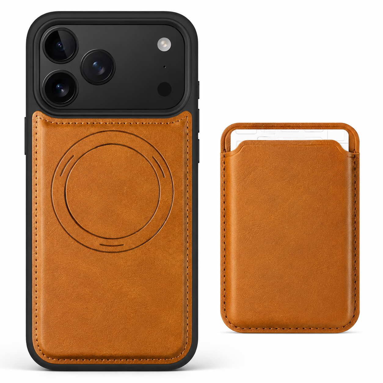Premium iPhone Case Magnetic 2-in-1 Leather Card Holder Cover Dual Layer Shockproof Wireless Charging Anti Fingerprint Non Slip Slim Protective Design