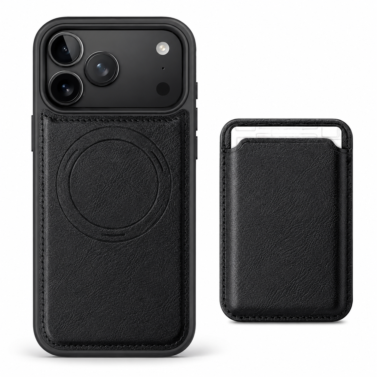 Premium iPhone Case Magnetic 2-in-1 Leather Card Holder Cover Dual Layer Shockproof Wireless Charging Anti Fingerprint Non Slip Slim Protective Design