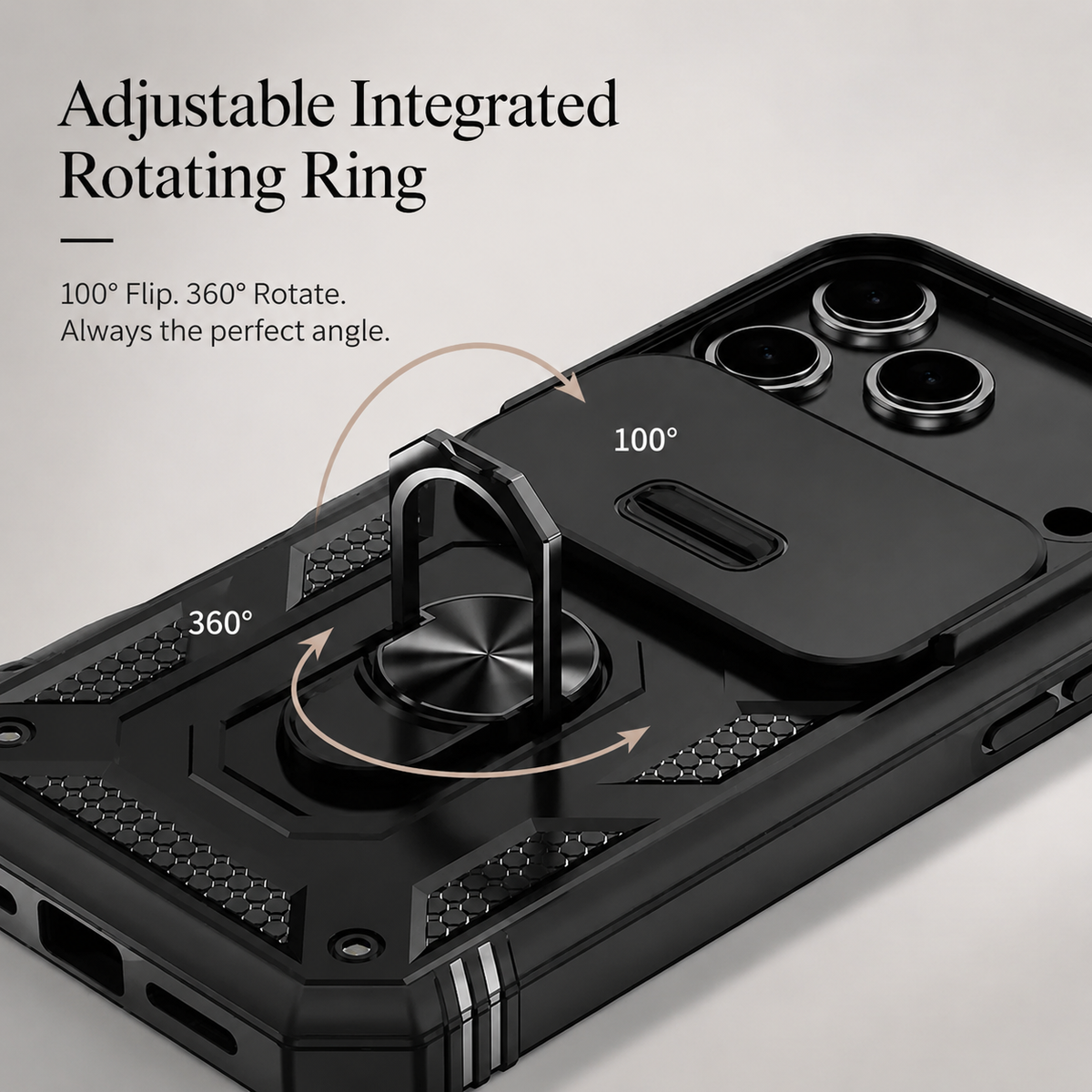 Premium iPhone Case Magnetic 360 Degree Rotating Military Grade Armor Camera Slide Cover Shockproof Silicone Hybrid Full Body Protective Design