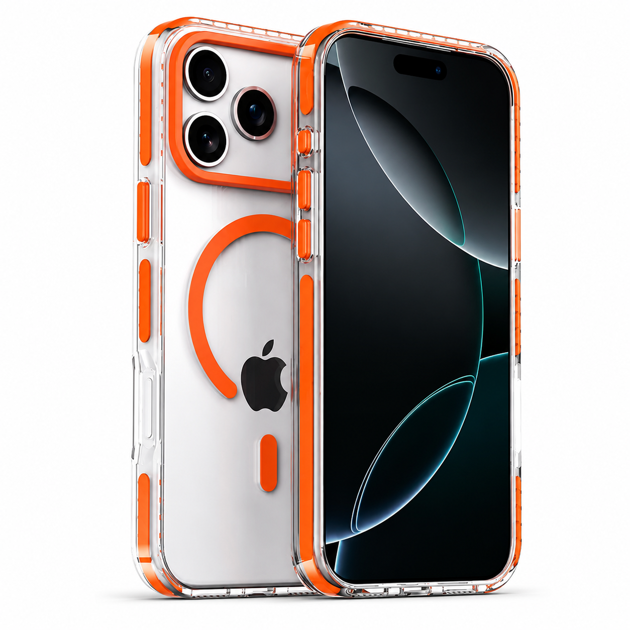 Premium iPhone Case Magnetic Clear Cover MagSafe Compatible Wireless Charging Luxury Striped Border Shock Absorbing Slim TPU Full Coverage Protective Design