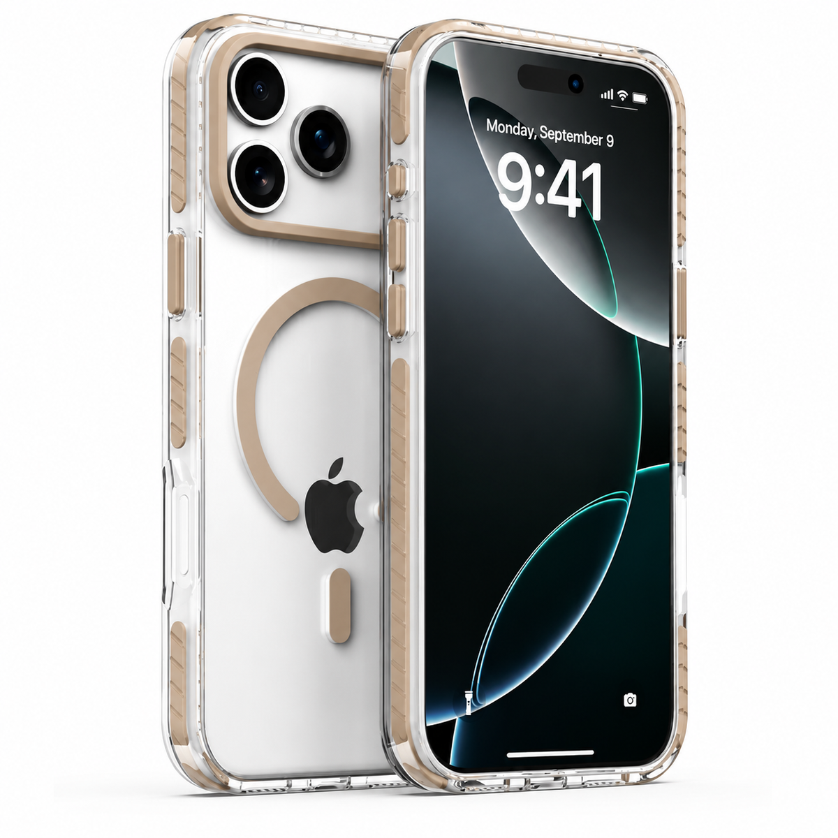 Premium iPhone Case Magnetic Clear Cover MagSafe Compatible Wireless Charging Luxury Striped Border Shock Absorbing Slim TPU Full Coverage Protective Design