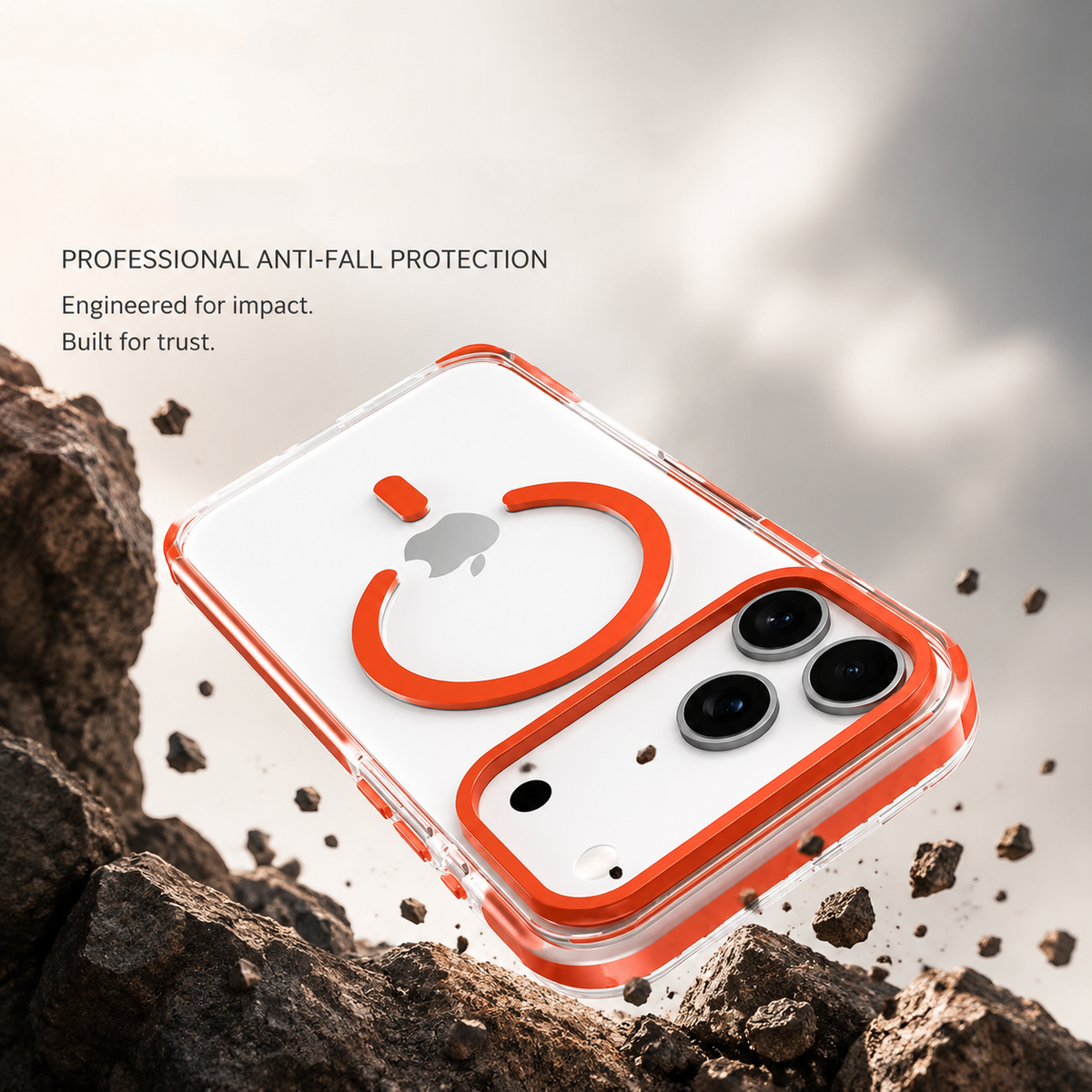 Premium iPhone Case Magnetic Clear Cover MagSafe Compatible Wireless Charging Luxury Striped Border Shock Absorbing Slim TPU Full Coverage Protective Design