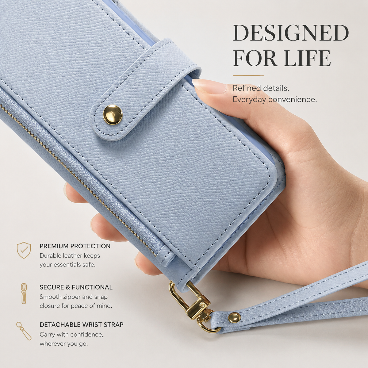 Premium iPhone Case Magnetic Detachable Wallet Cover Cow Leather Card Holder Shockproof Wireless Charging Support Anti Scratch Slim Protective Design