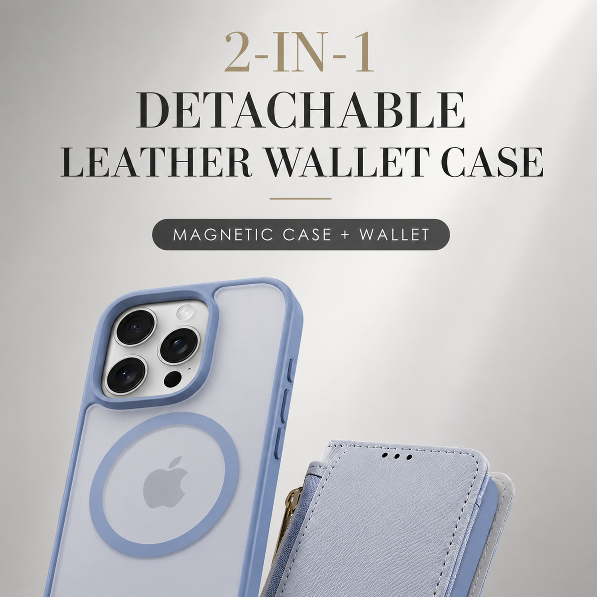 Premium iPhone Case Magnetic Detachable Wallet Cover Cow Leather Card Holder Shockproof Wireless Charging Support Anti Scratch Slim Protective Design