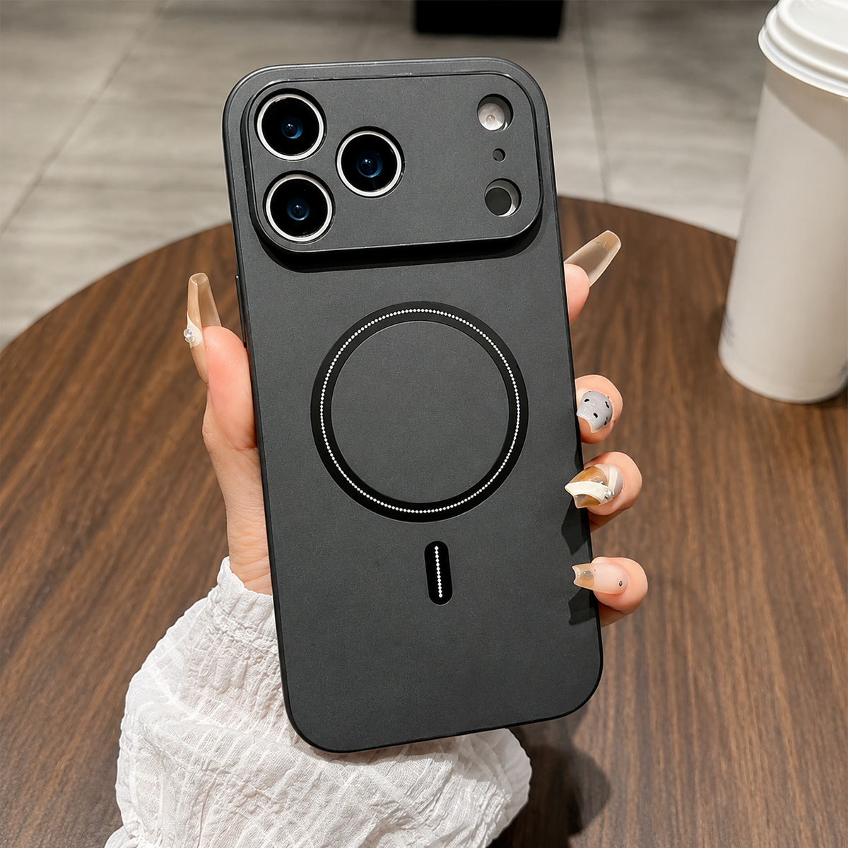 Premium iPhone Case Magnetic Leather Finish MagSafe Compatible Wireless Charging Shockproof PC TPU Slim Full Coverage Anti Scratch Protective Design