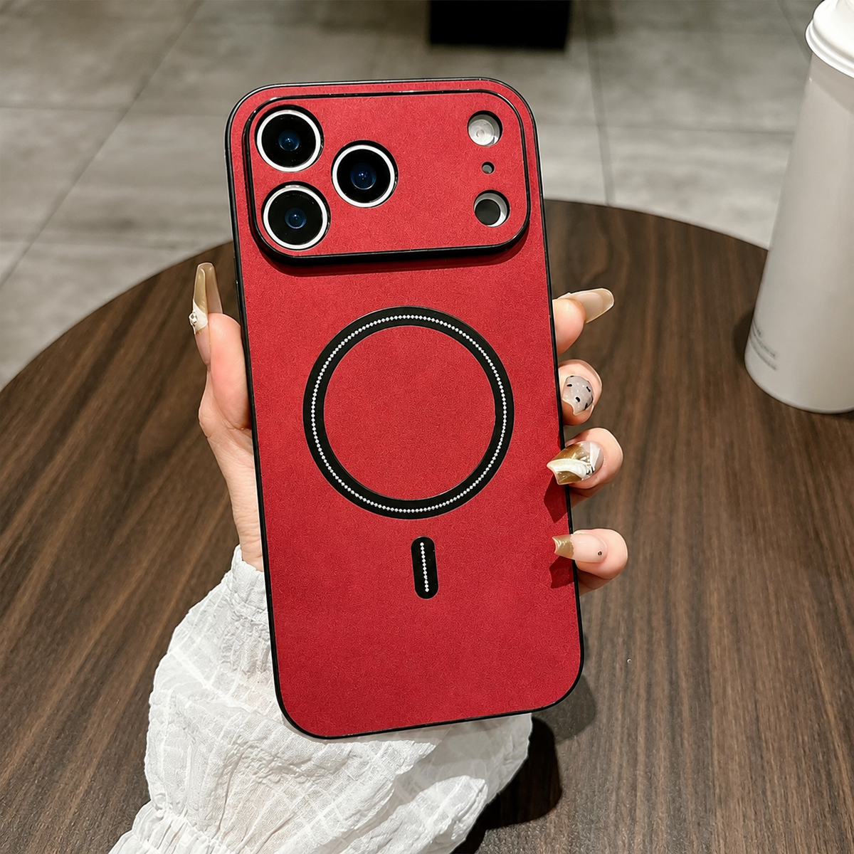 Premium iPhone Case Magnetic Leather Finish MagSafe Compatible Wireless Charging Shockproof PC TPU Slim Full Coverage Anti Scratch Protective Design