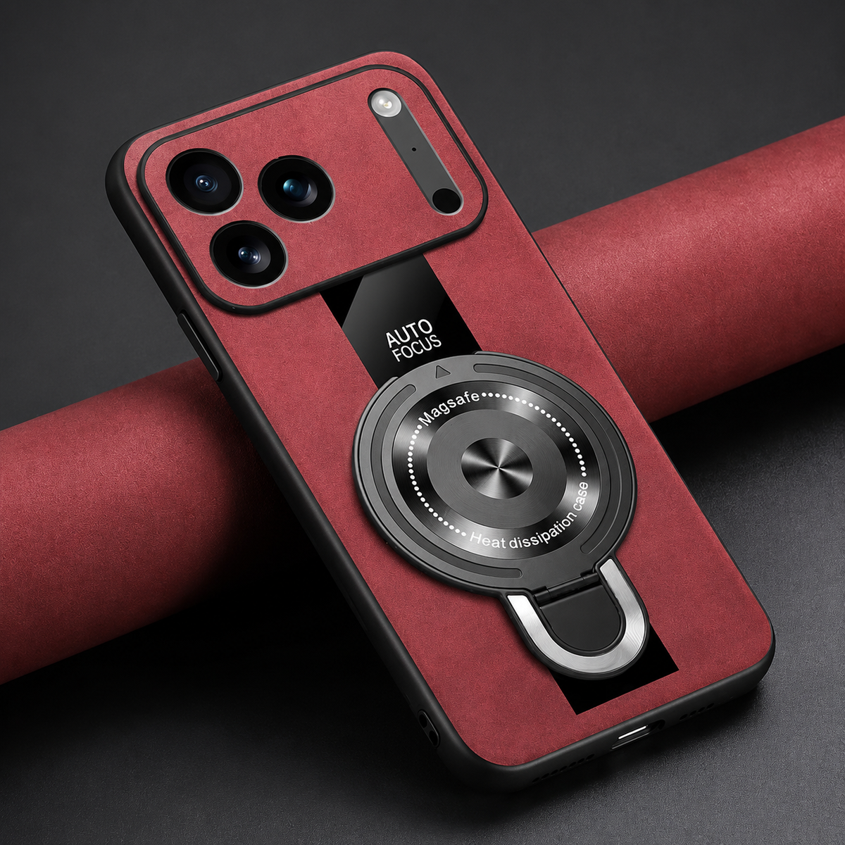 Premium iPhone Case Magnetic Matte Fiber MagSafe Compatible Ring Stand Shockproof PC TPU Silicone Hybrid Slim Full Coverage Protective Design