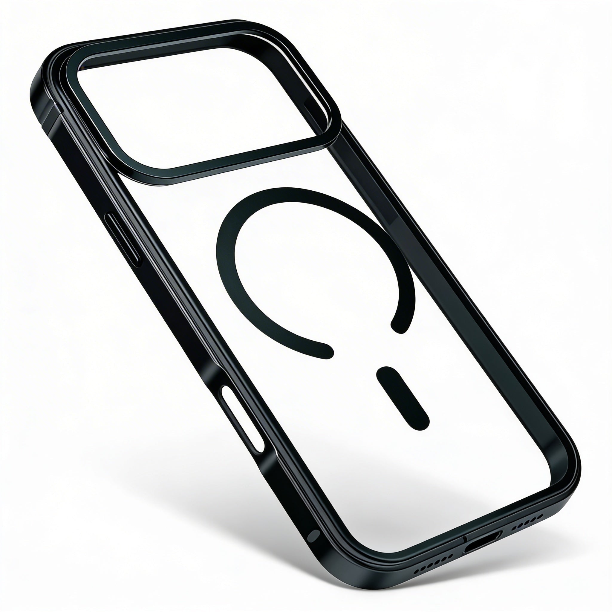 Premium iPhone Case Magnetic Metal Frame Clear Back Protective Cover Slim Shock Resistant Full Coverage Design