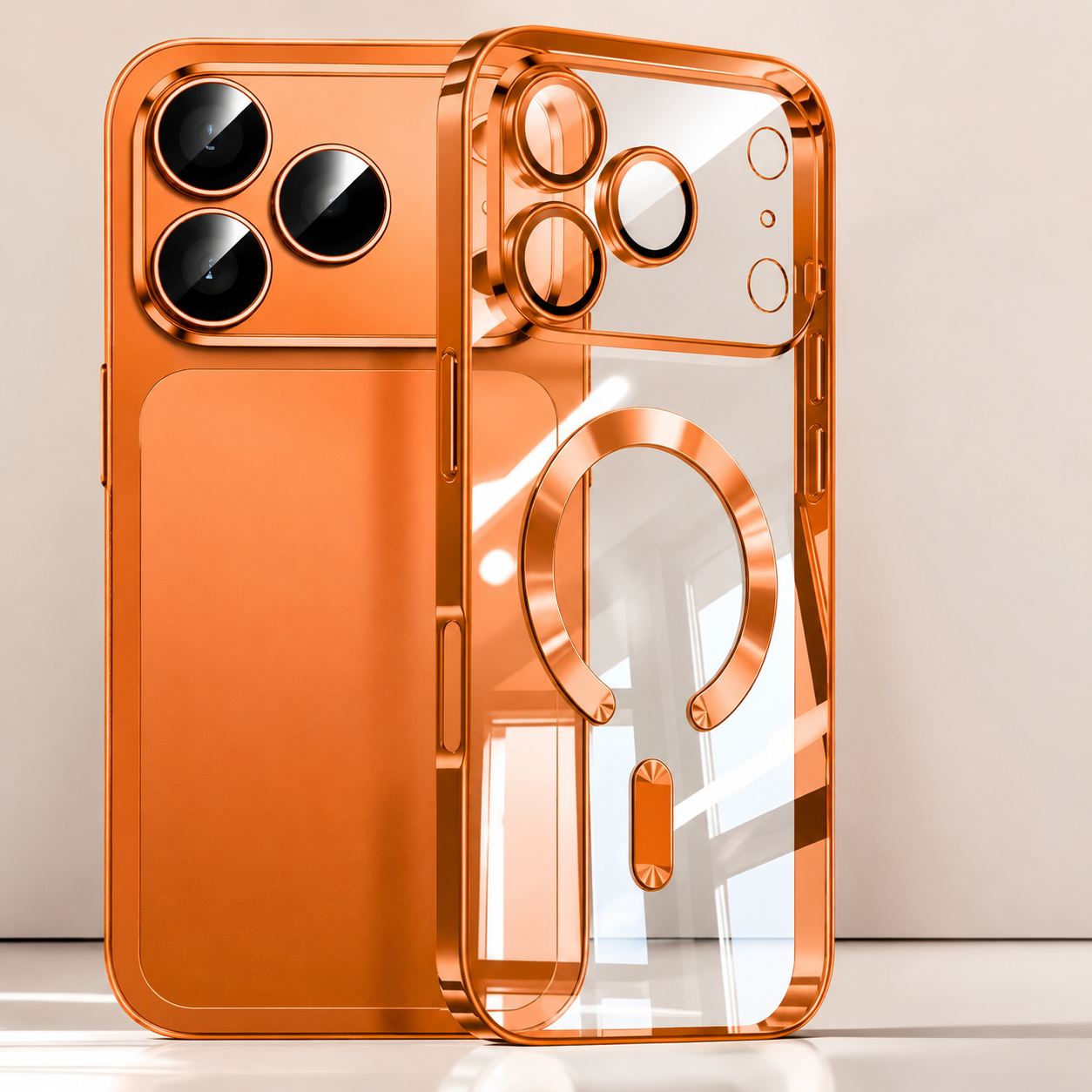 Premium iPhone Case Magnetic Plating MagSafe Compatible Clear Back Bumper Shockproof PC TPU Anti Scratch Anti Fingerprint Slim Full Coverage Protective Design
