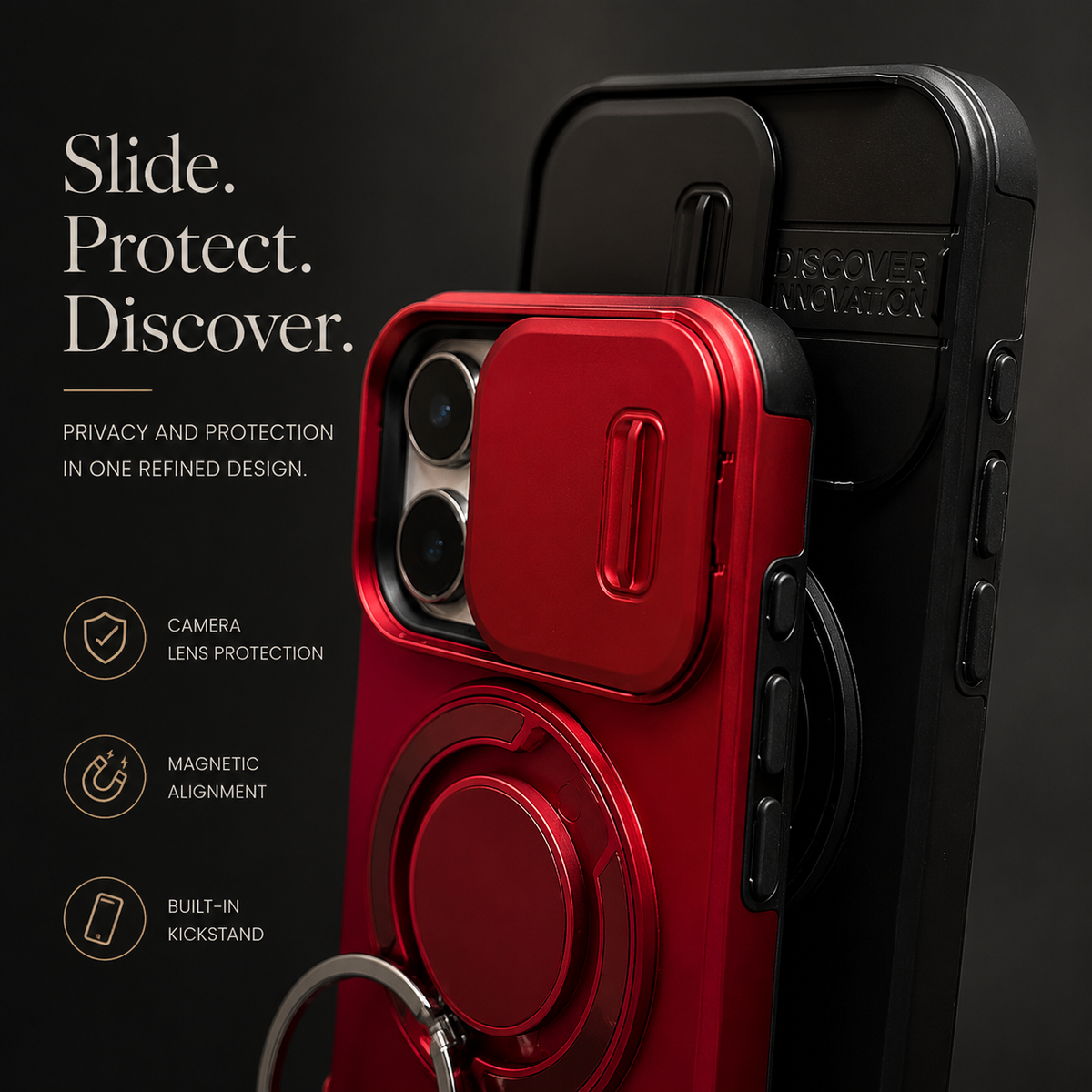 Premium iPhone Case Magnetic Rugged Armor Hard PC Cover Bracket Kickstand Shockproof Protective Anti Fingerprint Anti Scratch Full Coverage Design