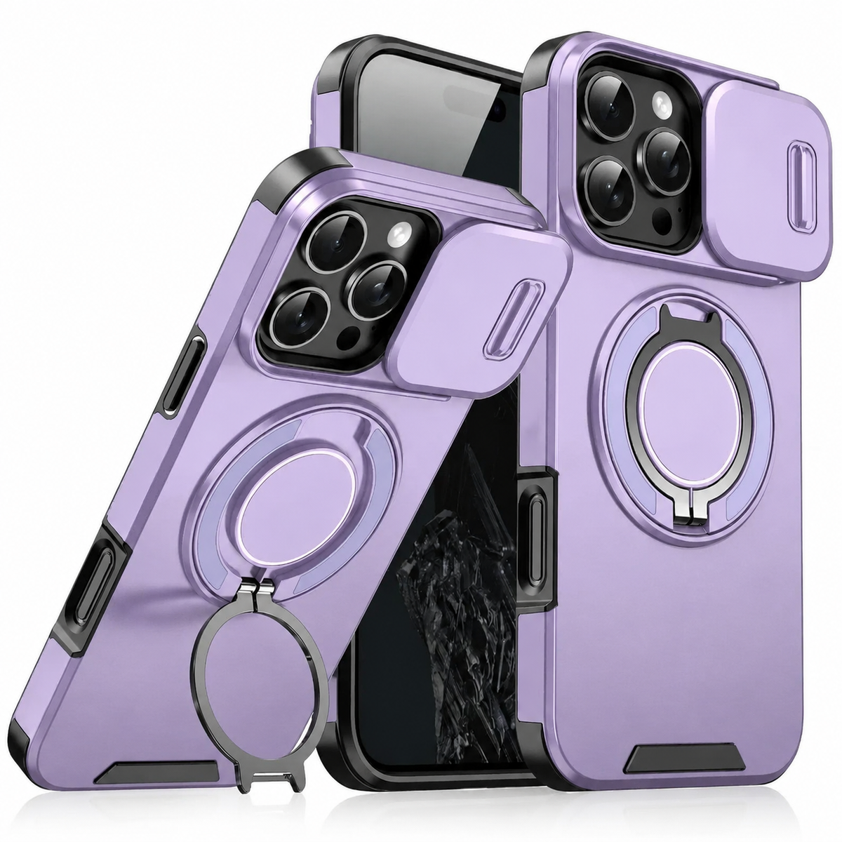 Premium iPhone Case Magnetic Rugged Armor Hard PC Cover Bracket Kickstand Shockproof Protective Anti Fingerprint Anti Scratch Full Coverage Design