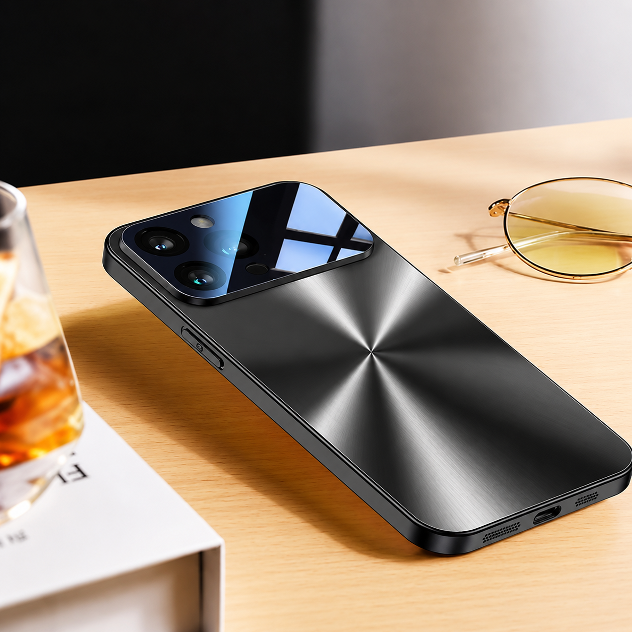 Premium iPhone Case Metal Back Protective Cover Shockproof Silicone Frame Camera Lens Protection Anti Scratch Heavy Duty Slim Full Coverage