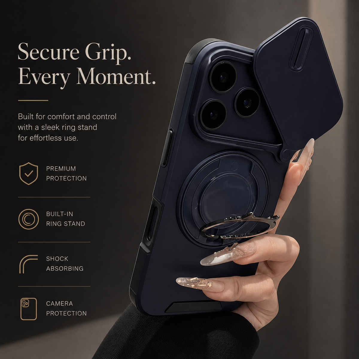 Premium iPhone Case Military Armor Magnetic Ring Cover 360 Rotating Stand Dual Layer Shockproof Camera Lens Protection Rugged Full Coverage