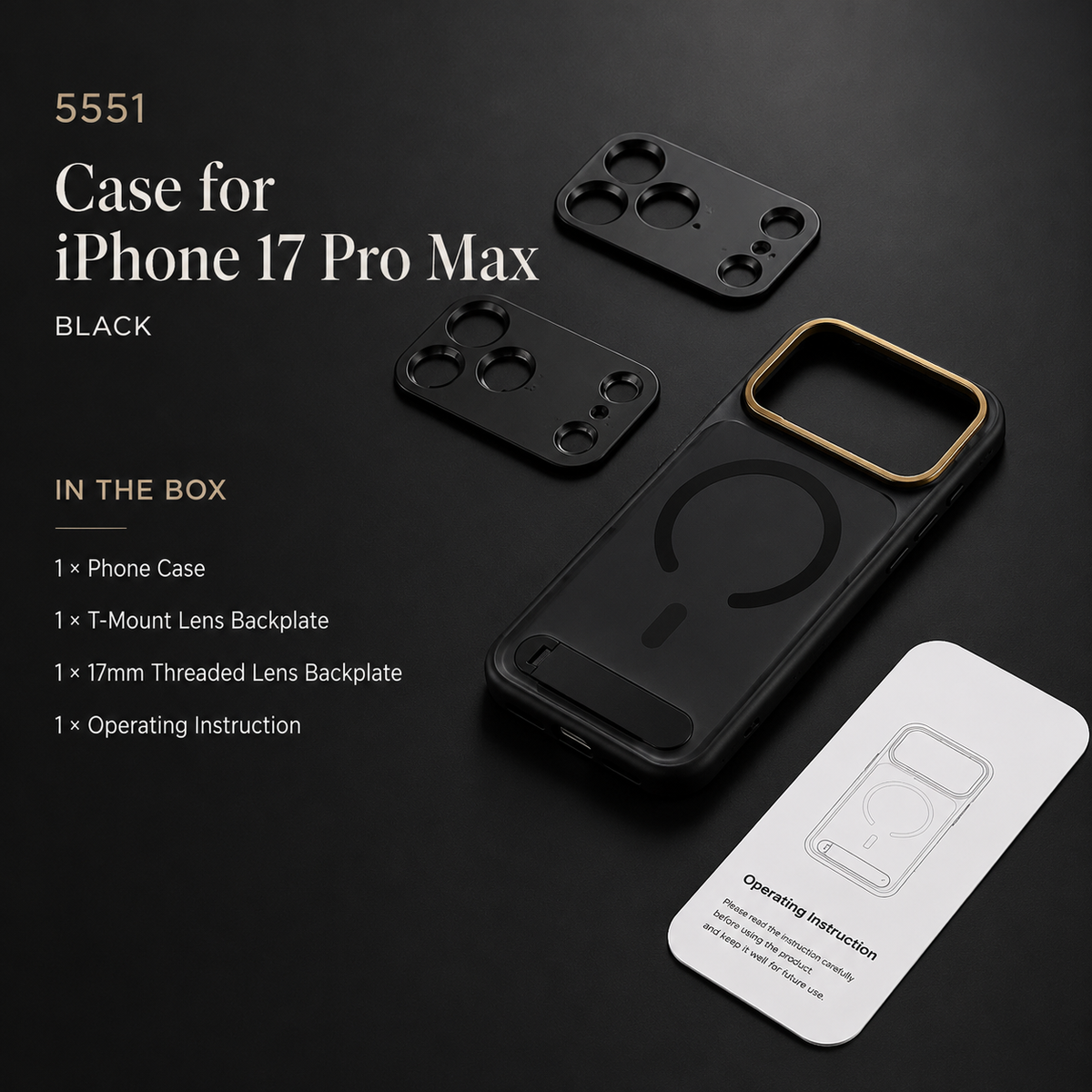 Premium iPhone Case Photography Cover MagSafe Compatible 67mm Filter Mount 17mm Lens Support Kickstand Shockproof Full Coverage Protective Design