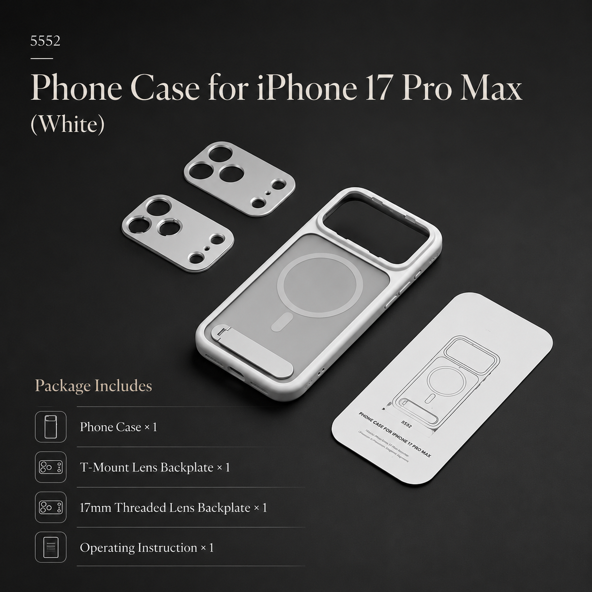 Premium iPhone Case Photography Cover MagSafe Compatible 67mm Filter Mount 17mm Lens Support Kickstand Shockproof Full Coverage Protective Design
