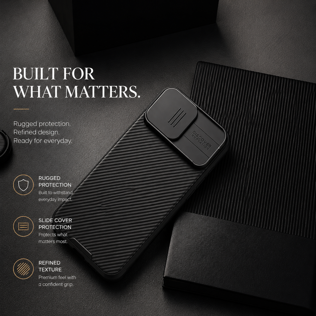 Premium iPhone Case Rugged CamShield Magnetic Protective Cover Sliding Camera Lens Protection Shockproof TPU PC Dual Layer Anti Scratch Full Edge Defense