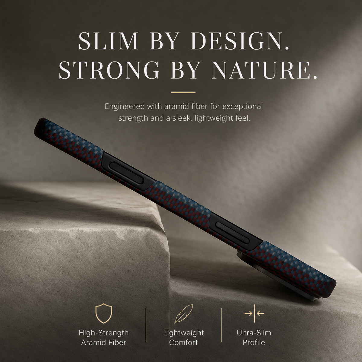 Premium iPhone Case Ultra Thin Carbon Fiber Aramid Cover Lightweight Shockproof Full Coverage Anti Fingerprint Anti Scratch Slim Protective Design