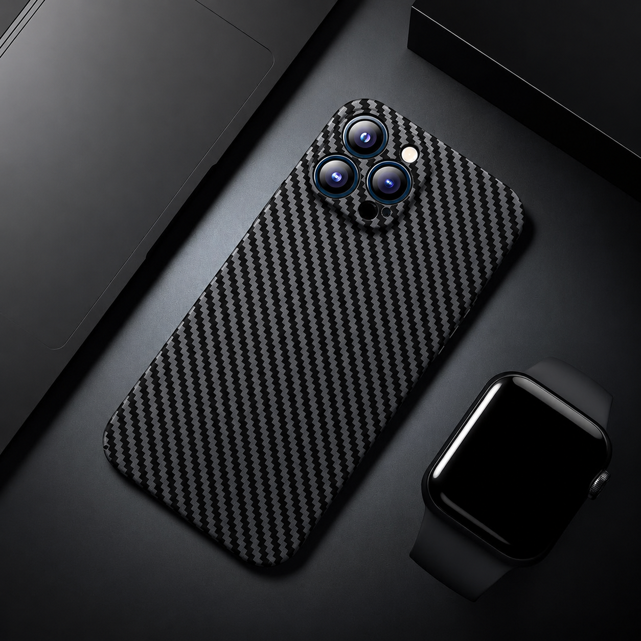 Premium iPhone Case Ultra Thin Carbon Fiber Matte Protective Cover Lightweight Anti Scratch Slim Hard Back Camera Protection Full Coverage