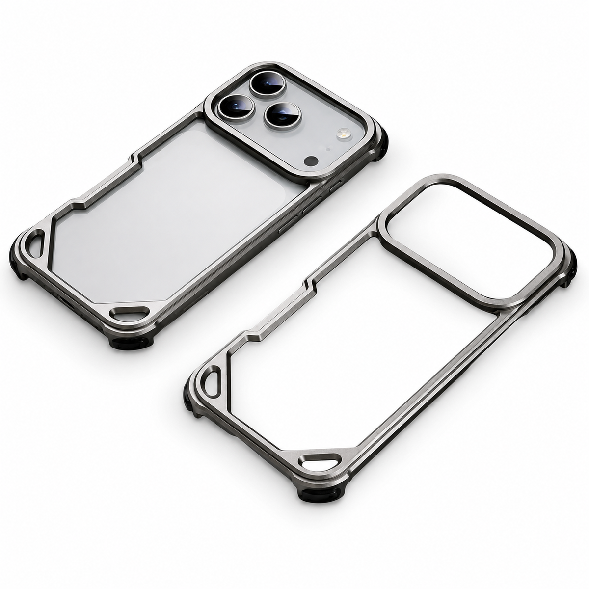Premium iPhone Case Ultra Thin Metal Frame Bumper Shockproof Wireless Charging Compatible Slim Lightweight Camera Protection Half Wrapped Design