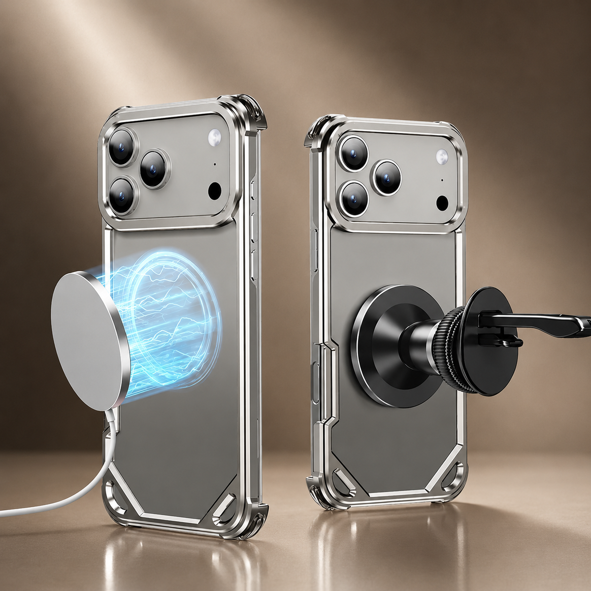 Premium iPhone Case Ultra Thin Metal Frame Bumper Shockproof Wireless Charging Compatible Slim Lightweight Camera Protection Half Wrapped Design