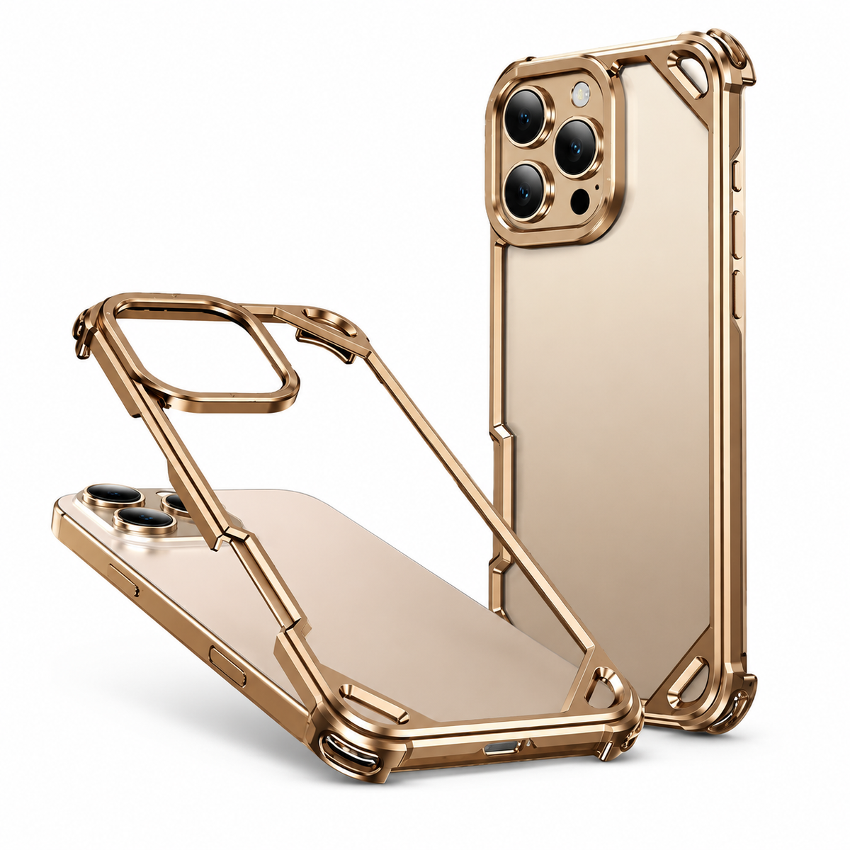 Premium iPhone Case Ultra Thin Metal Frame Bumper Shockproof Wireless Charging Compatible Slim Lightweight Camera Protection Half Wrapped Design