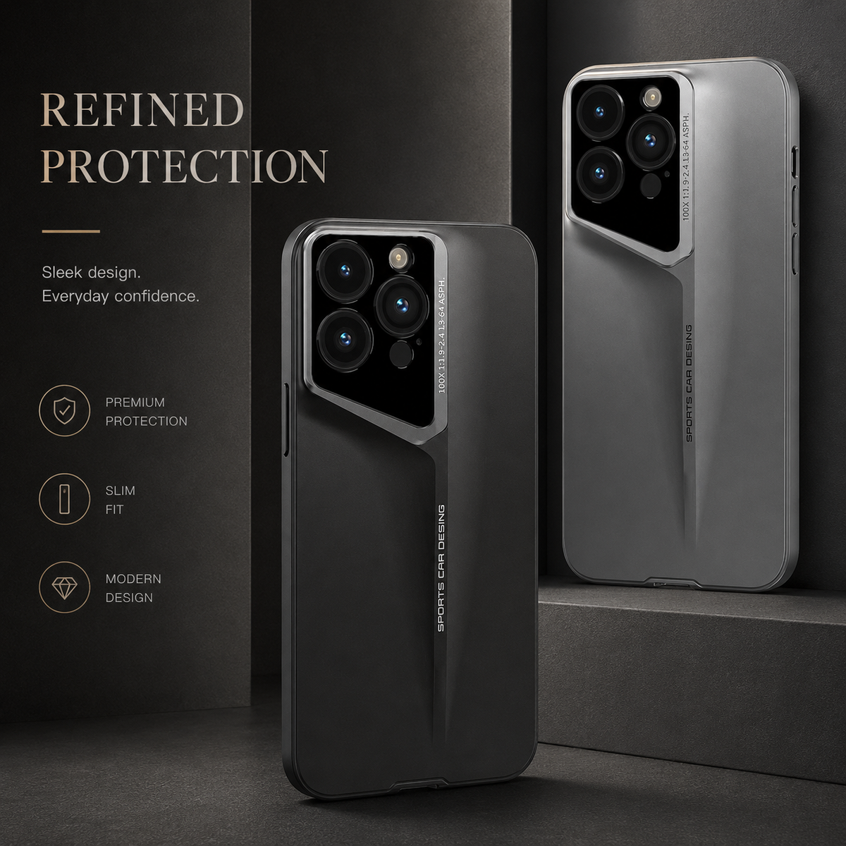 Premium iPhone Case Ultra Thin Protective Cover Titanium Style Shockproof Camera Lens Protection Anti Scratch Lightweight Anti Slip Slim Full Coverage