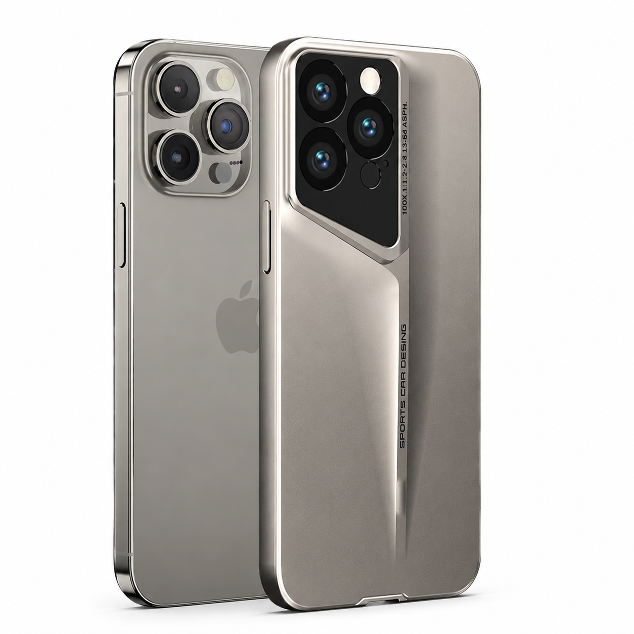 Premium iPhone Case Ultra Thin Titanium Finish Blade Style Shockproof Lens Protection Lightweight Half Wrapped Protective Cover Full Coverage Design