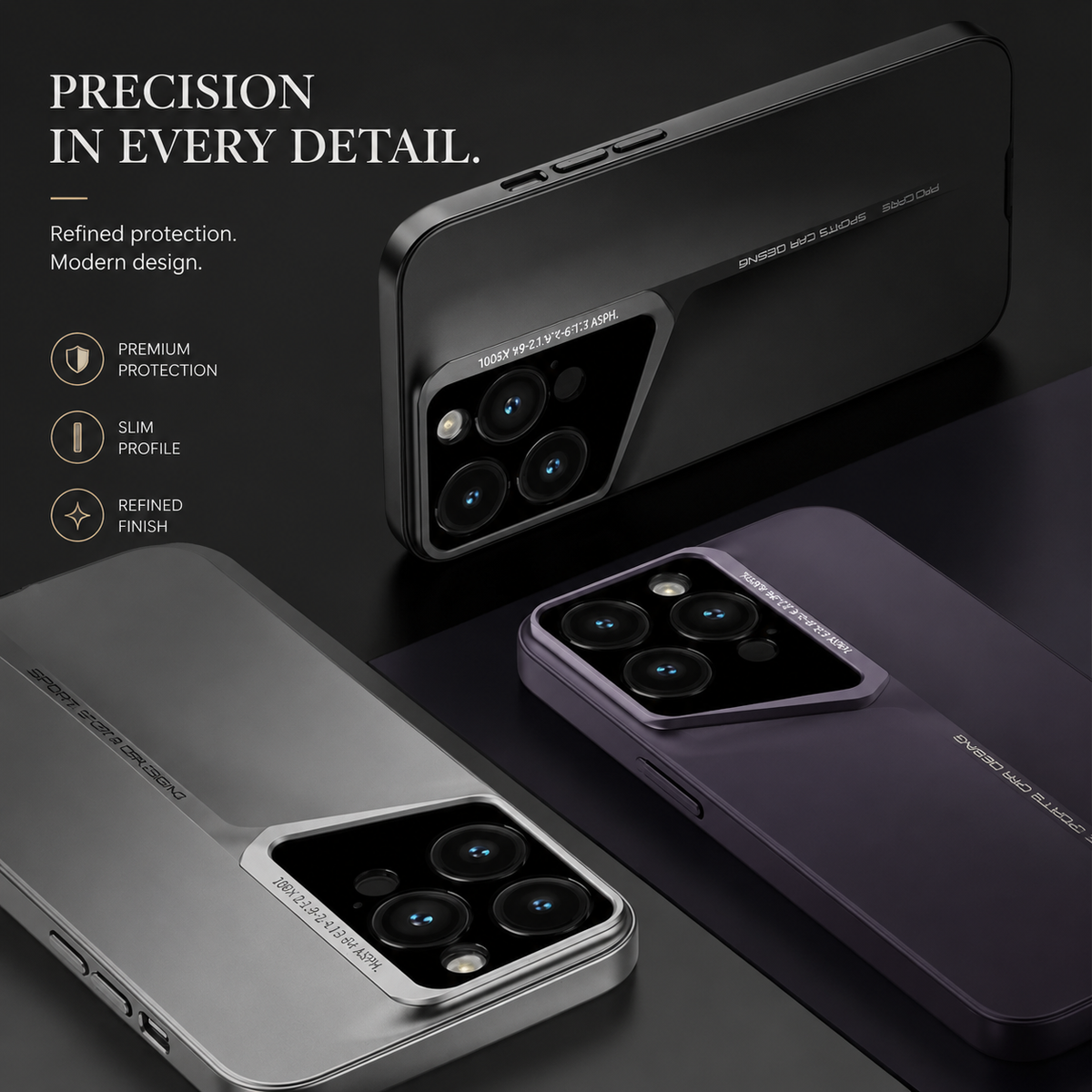 Premium iPhone Case Ultra Thin Titanium Style Cover Shockproof Camera Lens Protection Lightweight Non Slip Full Coverage Anti Scratch Slim Design