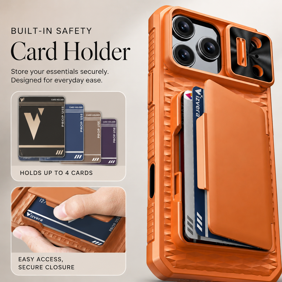 Premium iPhone Case Wallet Card Holder Sliding Camera Cover Stand MagSafe Compatible RFID Blocking Dual Layer Shockproof Heavy Duty Full Protection Design